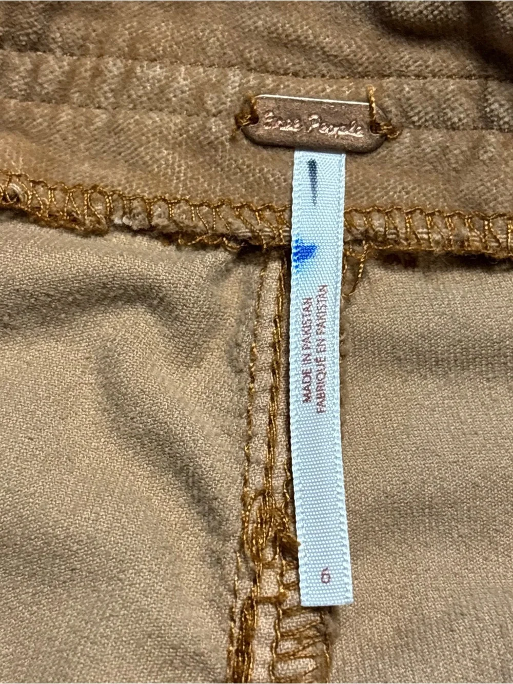 Free People Hit Back Slim Flare velvet corduroy pants Size 6 Tan